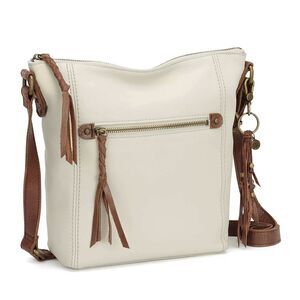 New! THE SAK Ashland Leather Crossbody Bag Tassel Keychain Color Stone